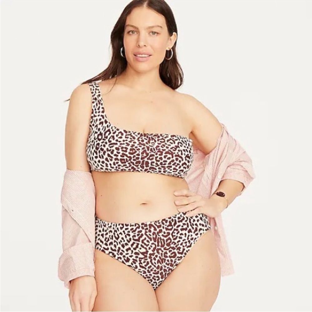 J. Crew One-Shoulder Bikini Top in Leopard Print Size 2X NWT - Picture 3 of 4